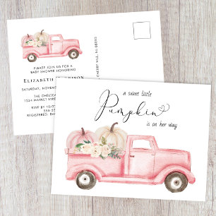 Pompoen Bloemen Vrachtwagen Baby Meisje Douche Uitnodiging Briefkaart