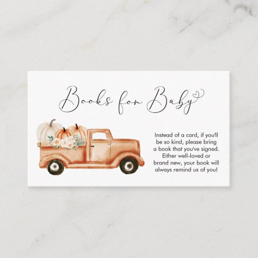 Pompoen Bloemen Vrachtwagen Boeken voor Baby showe Informatiekaartje (Voorkant)