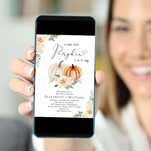 Pompoen Bloemen Waterverf Koppels Baby shower Kaart