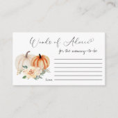 Pompoen Bloemen Woorden van Advies Baby shower Informatiekaartje (Voorkant)