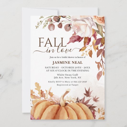 Pompoen bloemenherfst | Herfst in Liefde Vrijgezel Kaart (Voorkant)