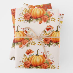 Pompoen bloemenherfst laat Herfst Baby shower Inpakpapier Vel