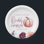 Pompoen bloemenherfst paarse perzik vrijgezellenfe papieren bordje<br><div class="desc">Pompoen bloemenherfst paarse perzik vrijgezellenfeest</div>