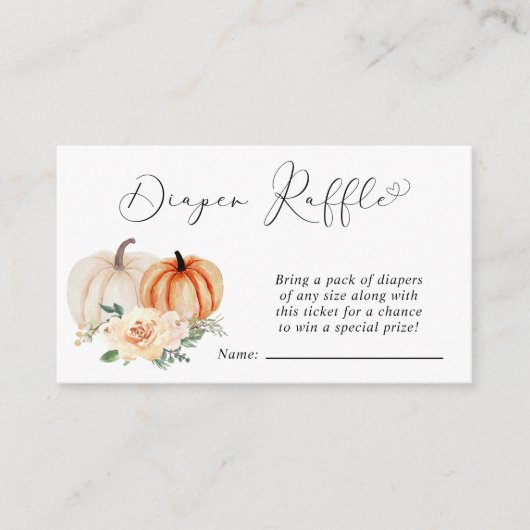 Pompoen Bloemenluier Raffle Baby shower Informatiekaartje (Voorkant)