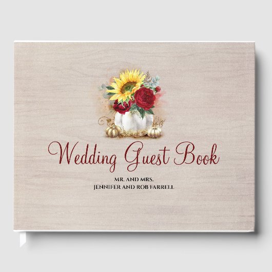 Pompoen Bloemenvaas Rustieke herfst bruiloft Gastenboek (Voorkant)