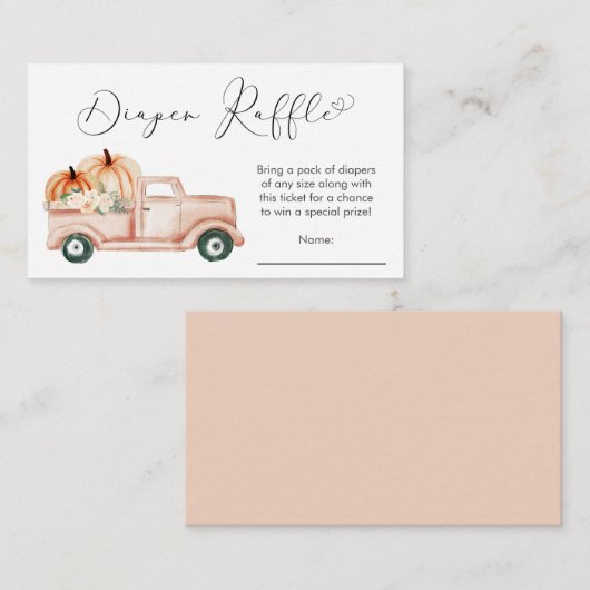 Pompoen Bloemenwagen Baby shower Luier Raffle Informatiekaartje (Voorkant / Achterkant)