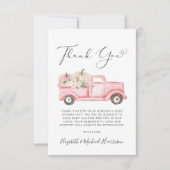 Pompoen Bloemenwagen Waterverf Baby Meisje Douche Bedankkaart (Voorkant)