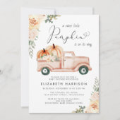 Pompoen Bloemenwagen Waterverf Baby shower Kaart (Voorkant)