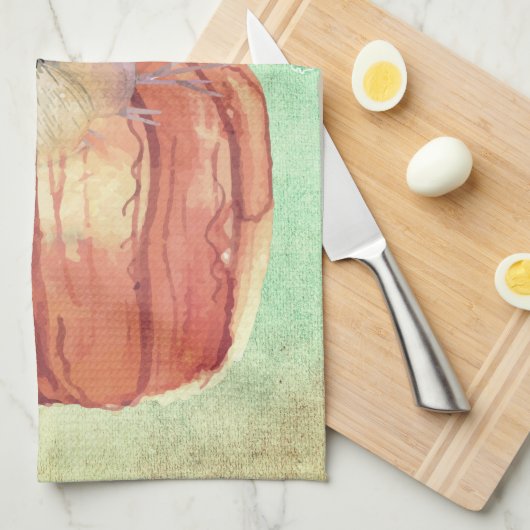 Pompoen bloemig en kant herfst elegant sinaasappel theedoek (Quarter Fold)