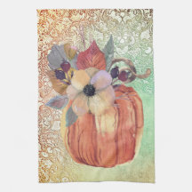 Pompoen bloemig en kant herfst elegant sinaasappel