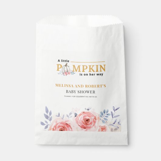 Pompoen Bloemige Baby Shower Bedankzakje (Voorkant)