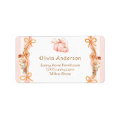 Pompoen Bloemige Baby Shower Retouradres Label (Voorkant)