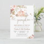Pompoen Bloemige Baby Shower Uitnodiging (Staand voorkant)