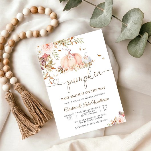 Pompoen Bloemige Baby Shower Uitnodiging