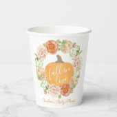 Pompoen Bloemige Herfst Verliefd Bruidsdouche Papieren Bekers (Achterkant)