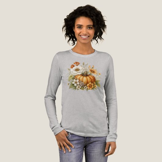 Pompoen bloemige herfststemming Tri-Blend shirt (Voorkant)