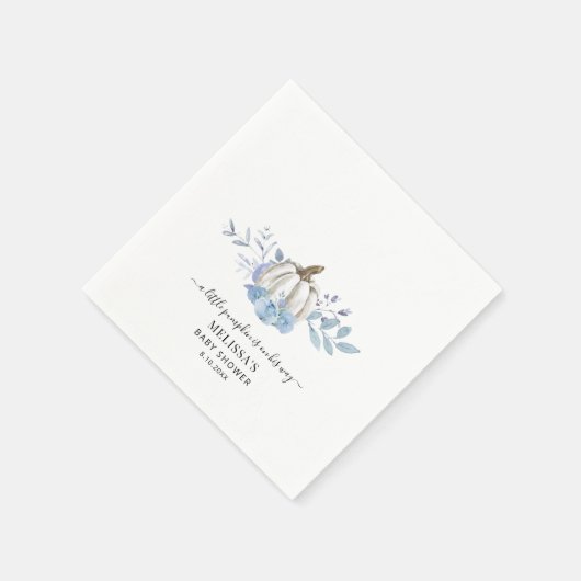 Pompoen Bloemige Jongen Baby Shower Stof Blauw Pap Servet (Hoek)