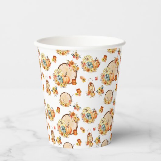 Pompoen bloemmotief papieren bekers (Voorkant)