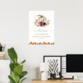 Pompoen Bloemrijke Herfst Bruiloft Welkom Poster (Thuiskantoor)