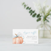 Pompoen Blue Bow Baby shower Luier Raffle Informatiekaartje (Staand voorkant)