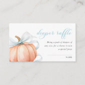 Pompoen Blue Bow Baby shower Luier Raffle Informatiekaartje (Voorkant)