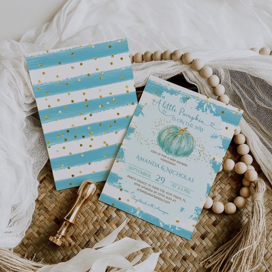 Pompoen Blue Boy Baby Shower Kaart