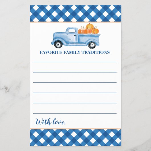 Pompoen Blue Truck Baby shower Familietradities Flyer (Voorkant)