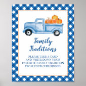 Pompoen Blue Truck Baby shower Familietradities Poster (Voorkant)