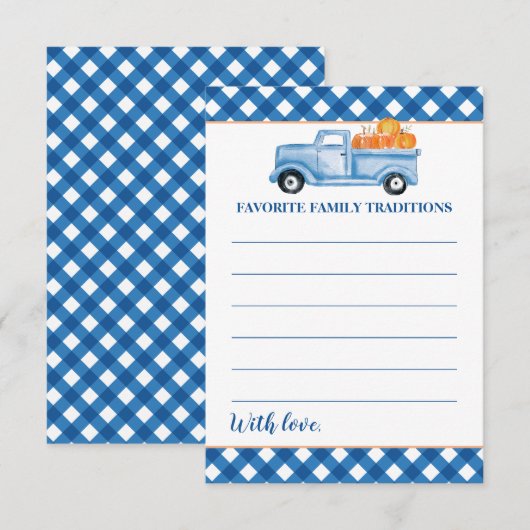 Pompoen Blue Truck Baby shower Familietradities RSVP Kaartje (Voorkant / Achterkant)