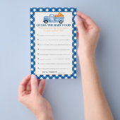 Pompoen Blue Truck Guess Baby Food Shower Games Flyer (Hand)