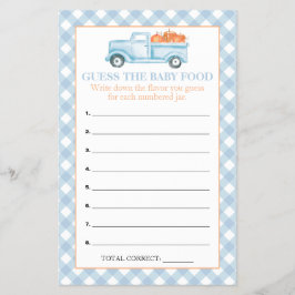 Pompoen Blue Truck Guess Baby Food Shower Games Flyer