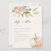 Pompoen Blush Floral Baby in Bloom Shower Invite Bedankkaart (Voorkant)