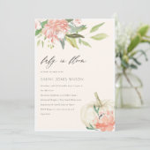 Pompoen Blush Floral Baby in Bloom Shower Invite Bedankkaart (Staand voorkant)