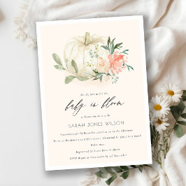 Pompoen Blush Floral Baby in Bloom Shower Invite Bedankkaart