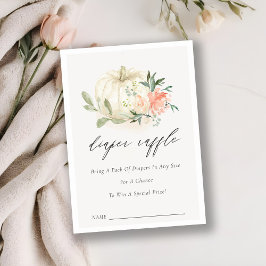 Pompoen Blush Floral Dipper Raffle Baby shower Informatiekaartje