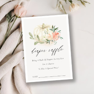 Pompoen Blush Floral Dipper Raffle Baby shower Informatiekaartje