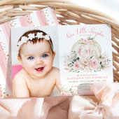  pompoen blush Roos gouden bloemen 1e verjaardag Kaart