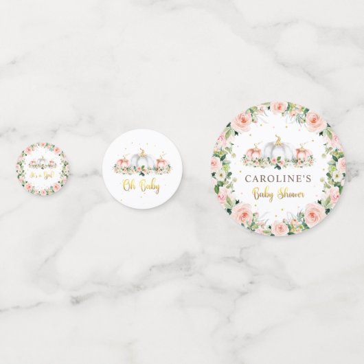 pompoen blush roze en gouden Baby shower partij Confetti (Achterkanten)