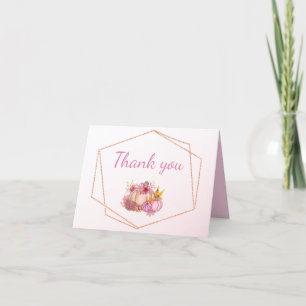 Pompoen Blush Roze Famed Herfst Baby shower Bedankkaart