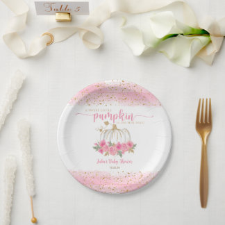 Pompoen Blush Roze Goud Baby Meisje Douche Favorie Papieren Bordje