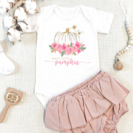 Pompoen Blush Roze Goud Bloemen Herfst Baby Meisje Romper