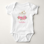 Pompoen Blush Roze Goud Bloemen Herfst Baby Meisje Romper (Voorkant)
