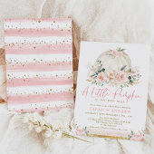 Pompoen Blush Roze Goud Bloemen Herfst Baby shower Kaart