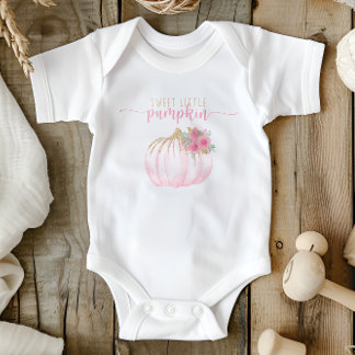 Pompoen Blush Roze Goud Bloemige Herfst Baby Meisj Romper