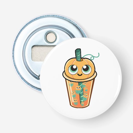 Pompoen Boba Kwal Button Flesopener (Voorkant)