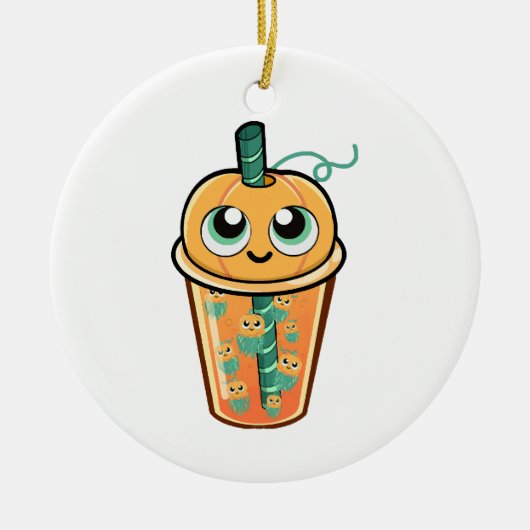 Pompoen Boba Kwal Keramisch Ornament (Voorkant)