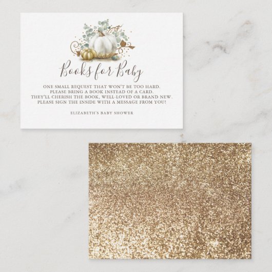 Pompoen | Boeken voor Baby Bring a Book Baby showe Informatiekaartje (Voorkant / Achterkant)