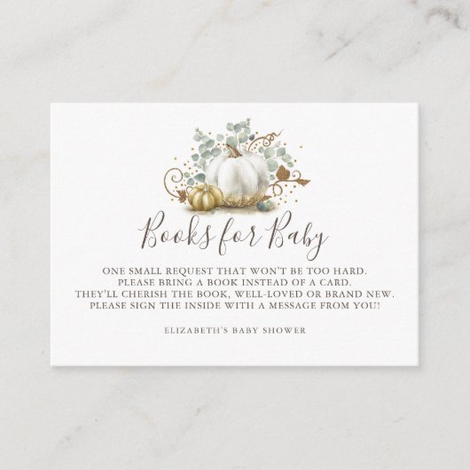 Pompoen | Boeken voor Baby Bring a Book Baby showe Informatiekaartje (Voorkant)