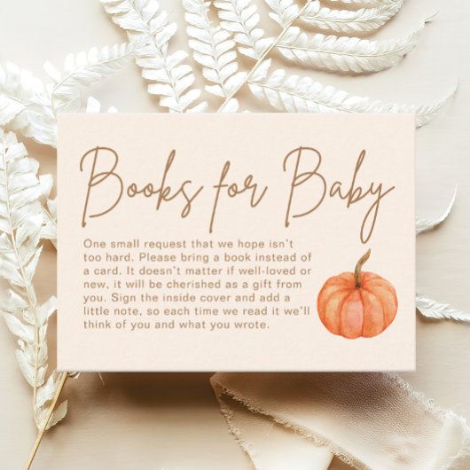 Pompoen Boeken voor Baby Herfst Baby shower Informatiekaartje