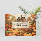 Pompoen Boerderij Herfst Oogst Bedankkaart (Staand voorkant)